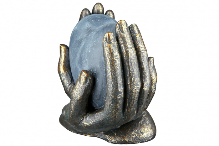 Decoratiune Heart in hands, Rasina, Negru/Albastru, 15x15x10 cm [6]