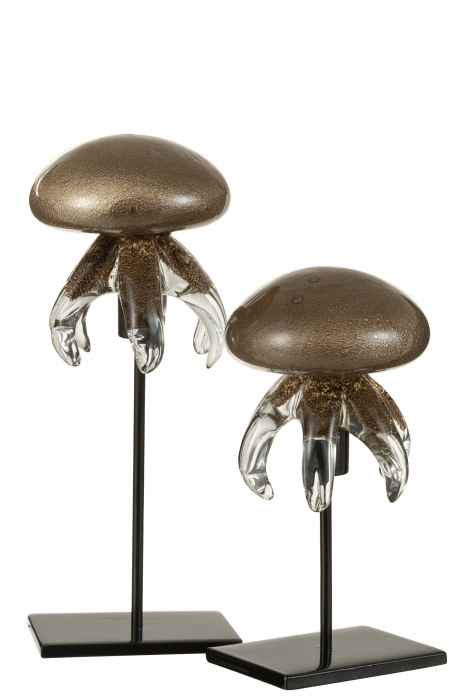 Decoratiune Jellyfish On Foot, Sticla/Metal, Maro/Negru, 10x10x24 cm [2]