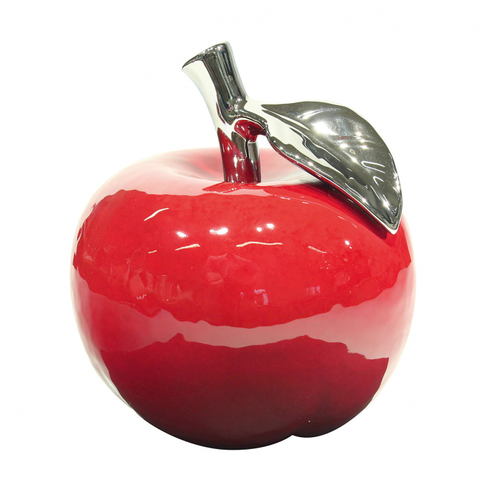 Decoratiune mar Facella apple, ceramica, rosu/argintiu, 9x9x10 cm [2]