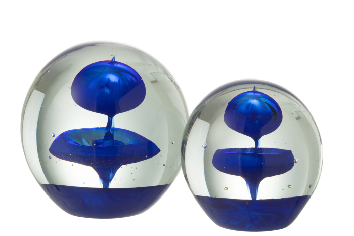 Decoratiune paperweight, Sticla, Albastru, 10x10x10 [2]