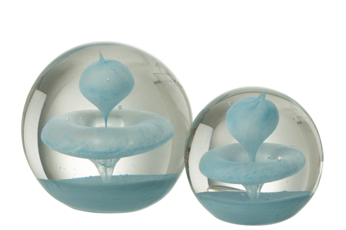 Decoratiune paperweight, Sticla, Albastru, 10x10x10 [2]