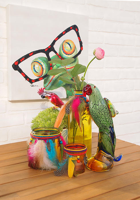 Decoratiune parrot, multicolor, sticla, inaltime 28 cm [2]