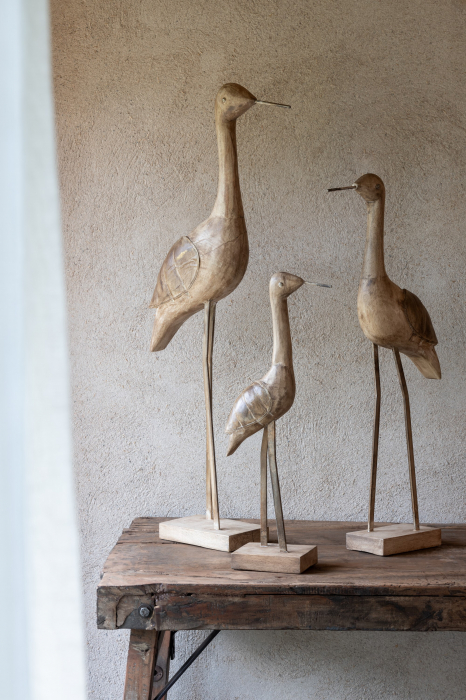 Decoratiune Pasare, Mango, Lemn/Metal, Bej/Negru, S [2]