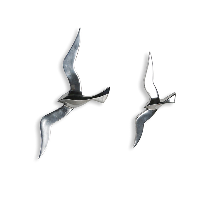 Decoratiune pentru perete Flying bird, aluminiu, argintiu, 34x14 [3]