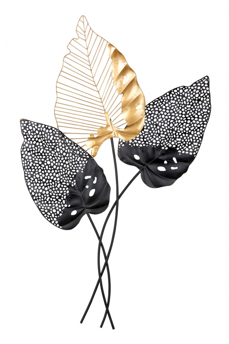 Decoratiune pentru perete Leaves Santos, Metal, Multicolor, 4x65x107 cm [2]