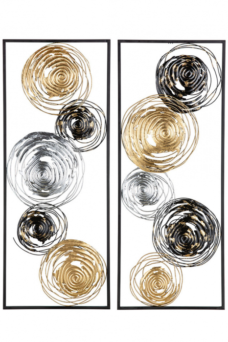 Decoratiune perete, LUGO, metal, 2X36X91 cm set 2 [2]