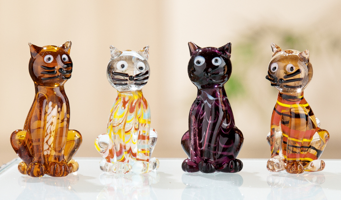 Set 4 pisici, sticla, multicolor, 3x3,5x6 cm [2]