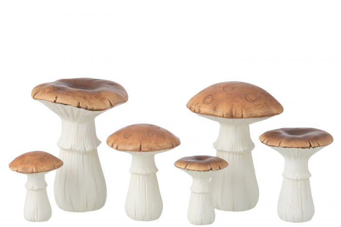 Decoratiune porțelan cu ciuperci alb/maro Sortiment mare de 2 [3]