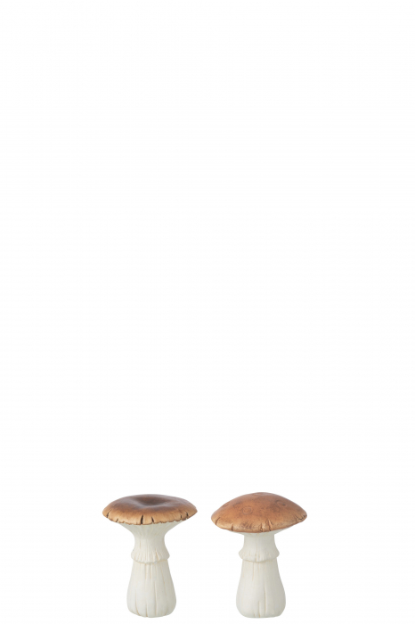 Decoratiune porțelan cu ciuperci, alb/maro, sortiment mic de 2 [1]