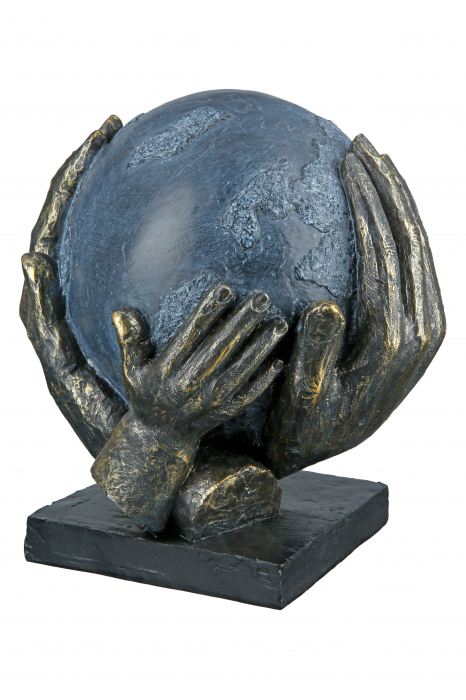 Decoratiune Save the World, Rasina, Negru/Albastru, 19x19x15 cm [6]