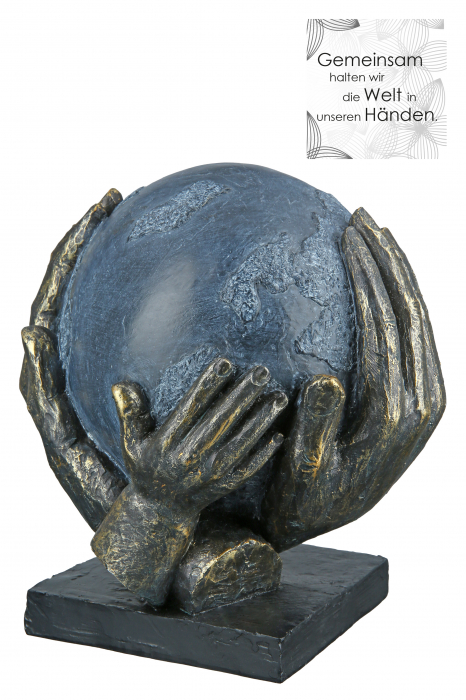 Decoratiune Save the World, Rasina, Negru/Albastru, 19x19x15 cm [4]