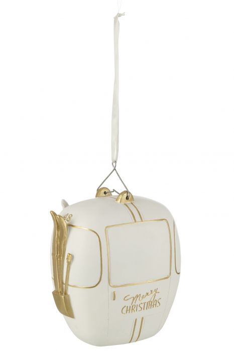 Decoratiune Snowcabin Santa Claus, Rasina, Alb, 18x15.5x23 cm [2]