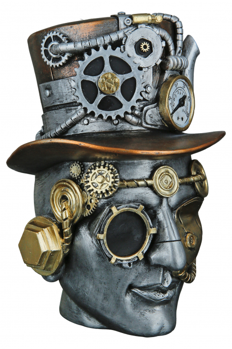 Decoratiune Steampunk Male, Rasina, Argintiu/Auriu, 16x20x18 cm [3]