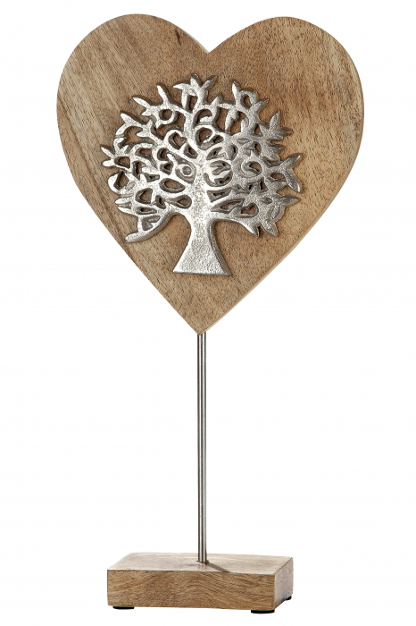 Decoratiune Tree of Life, aluminiu/lemn, argintiu/maro, 20x36x1.5 cm [2]