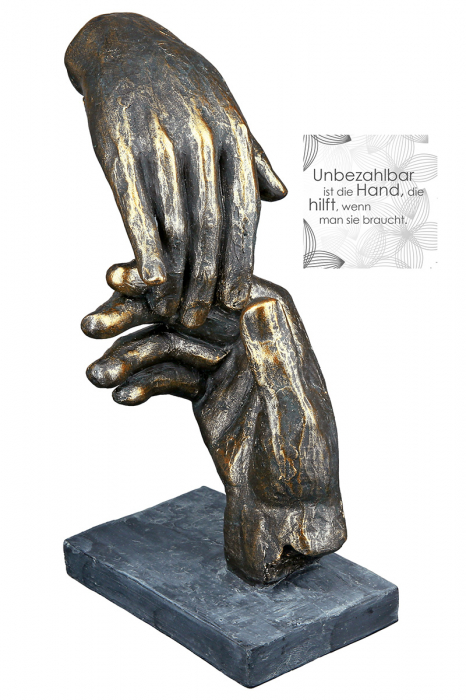 Decoratiune Two hands, Rasina, Bronz/Gri, 13x21x7 cm [5]