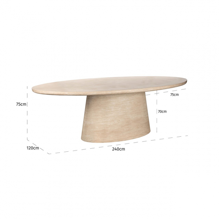 Masă de dining Fictus Travertin imitație (bej), Dims: 75.0 x 240.0 x 120.0 cm [5]