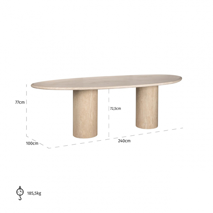 Masă de dining Renaissance travertin italian organic (bej), Dims: 77.0 x 240.0 x 100.0 cm [5]