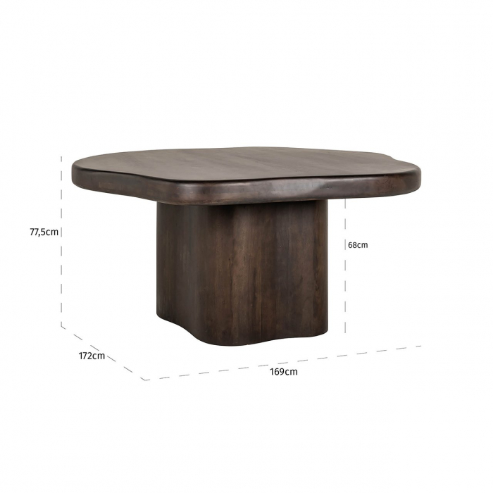 Masă de dining Sherman organică 151x151 (maro), Dims: 77.5 x 152.0 x 152.0 cm [3]