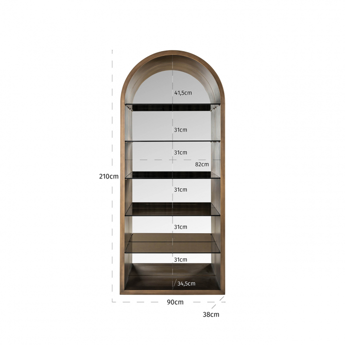 Bibliotecă Bowic (Auriu periat), Dims: 210.0 x 90.0 x 38.0 cm [4]