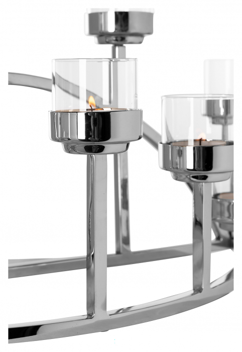 DOMIAN, Suport lumânare pentru tea lights, inclusiv Pahare, nichel, 48x17x30 cm [5]