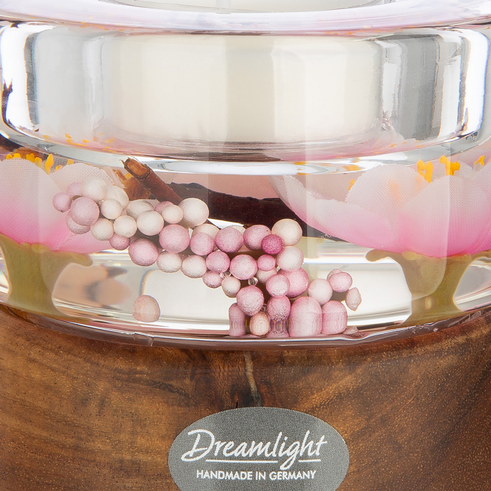 Dreamlight, Suport lumanare, Colum Smart pe bază de lemn, Hanamy, Sticlă, Lemn, maro, trandafir, PU 4, H. 6,5 cm, D. 8,5 cm [2]