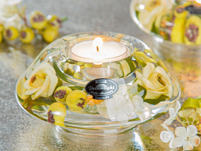 Dreamlight, Suport lumanare, Crown Classic, Green Valley, Sticla, ecru, PU 6, H. 5 cm, D. 11 cm [3]