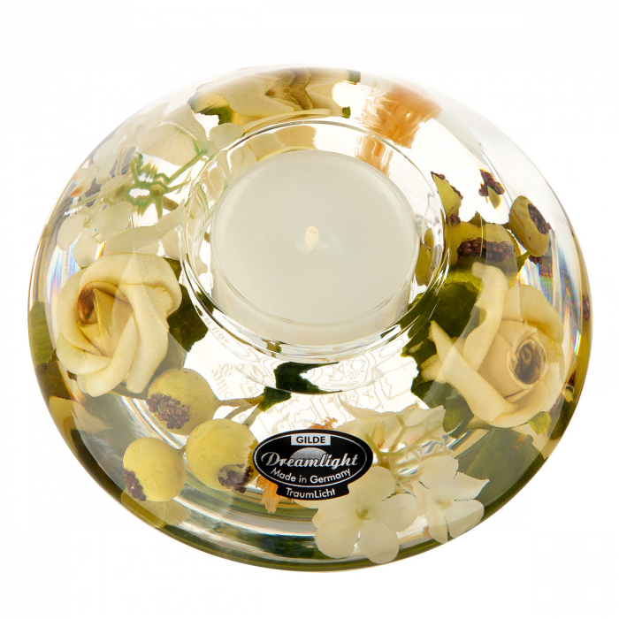 Dreamlight, Suport lumanare, Crown Classic, Green Valley, Sticla, ecru, PU 6, H. 5 cm, D. 11 cm [2]