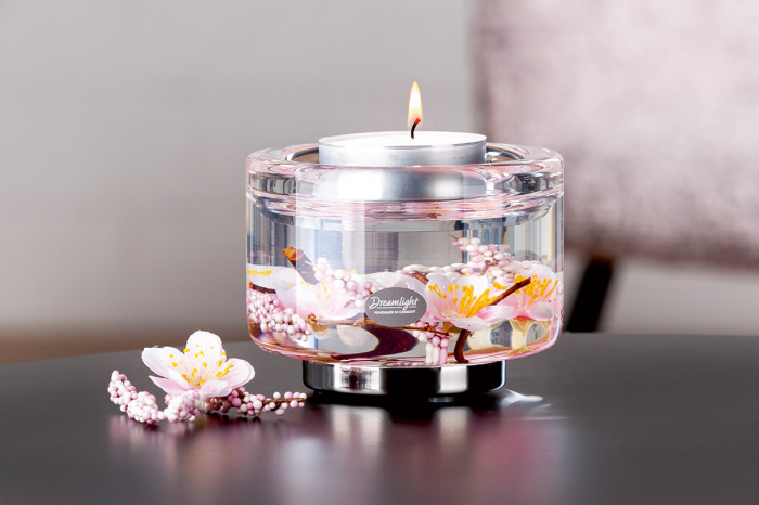 Dreamlight, Suport lumanare, Elora, Hanamy, Floare de cireș, Sticlă, trandafir, PU 4, H. 8,5 cm, D. 11 cm [3]