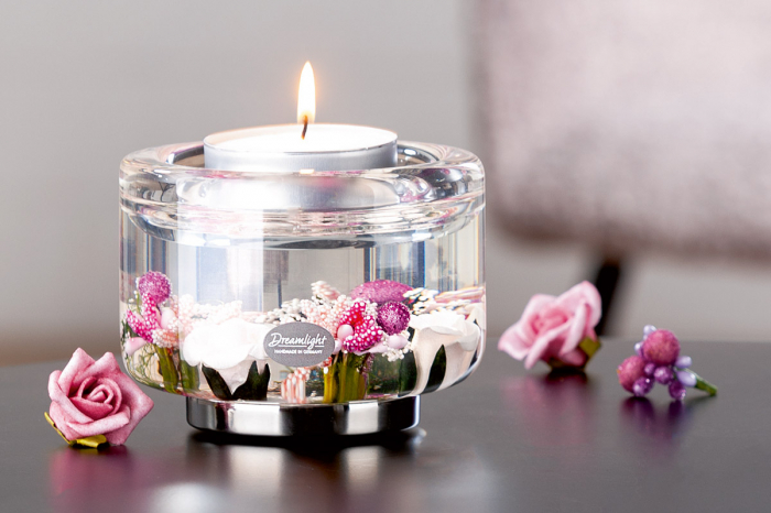 Dreamlight, Suport lumanare, Elora, Little Rose, Sticla, roz, PU 4, H. 8,5 cm, D. 11 cm [3]