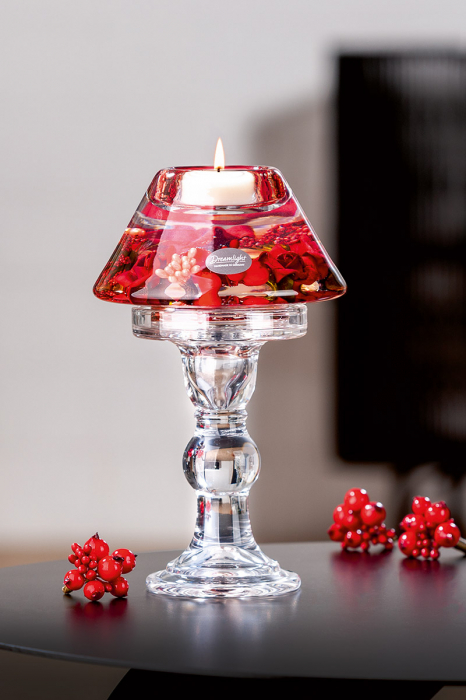 Dreamlight, Suport lumanare, Lampă Memphis, Adele, trandafir, Sticlă, roșu, PU 2, H. 20 cm, D. 12 cm [3]