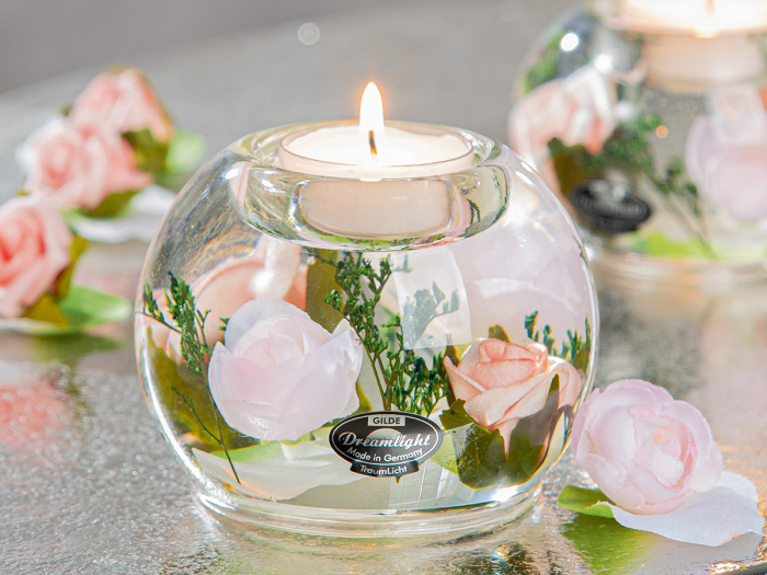 Dreamlight, Suport lumanare, Mercur, Isabella, Sticlă, trandafir, PU 6, H. 7 cm, D. 9 cm [3]