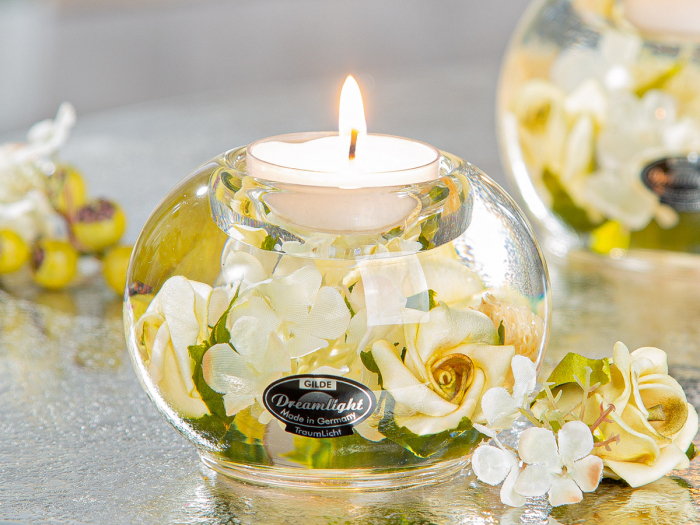 Dreamlight, Suport lumanare, Mercur Smart, Green Valley, Sticla, ecru, PU 6, H. 6 cm, D. 8 cm [3]