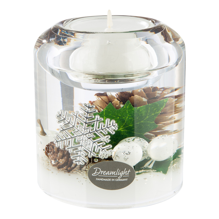 Dreamlight, Suport lumanare tip tealight, Candela Smart, „Winter Time”, Sticla, verde, alb, PU 6, H 8 cm, A. 7 cm [4]
