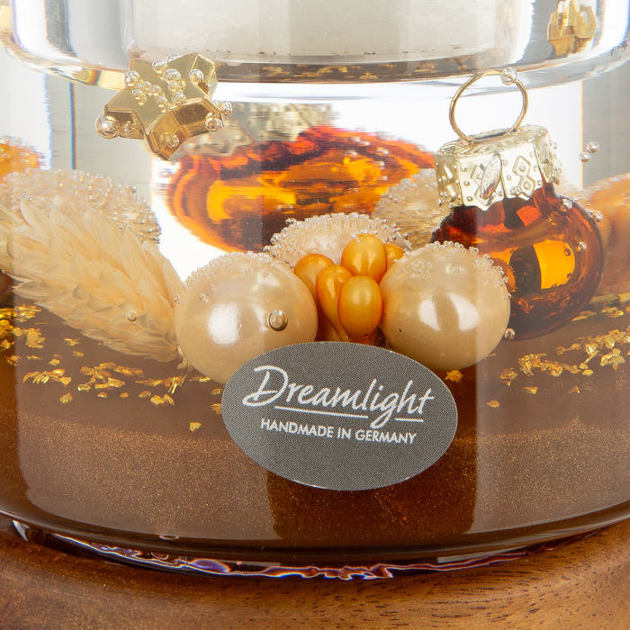 Dreamlight, Suport lumanare tip tealight, Colum Classic pe baza de lemn, „Cozy Night”, Lemn, maro, PU 4, H 9 cm, A. 8,5 cm [2]