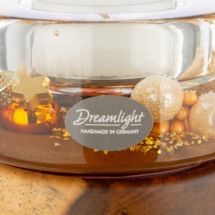 Dreamlight, Suport lumanare tip tealight, Colum Smart pe baza de lemn, „Cozy Night”, Lemn, maro, PU 4, H 6,5 cm, A. 8,5 cm [2]