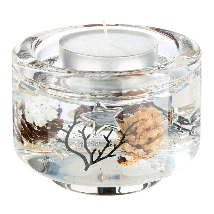 Dreamlight, Suport lumanare tip tealight, Elora, „Poveste de iarna”, Sticla, maro, PU 4, H 8,5 cm, A. 11 cm [2]
