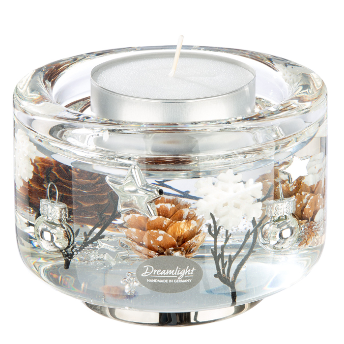 Dreamlight, Suport lumanare tip tealight, Elora, „Poveste de iarna”, Sticla, maro, PU 4, H 8,5 cm, A. 11 cm [3]