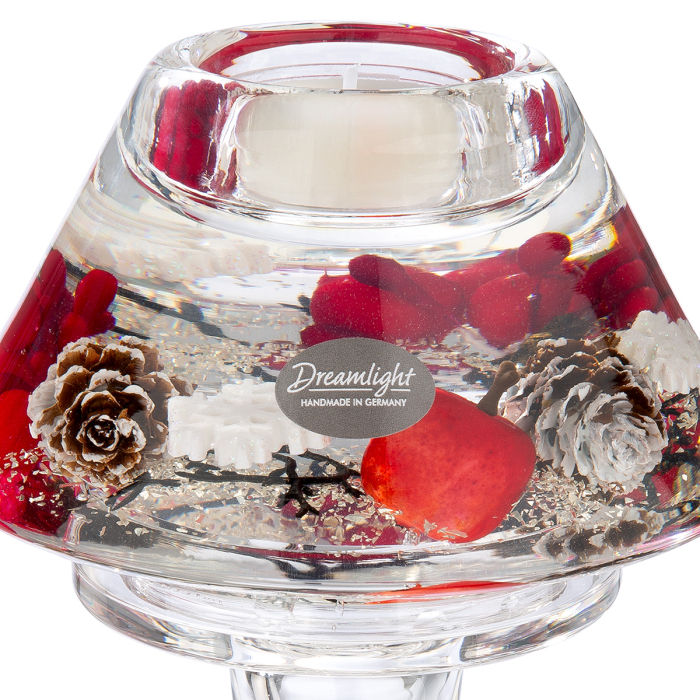 Dreamlight, Suport lumanare tip tealight, Lampa Memphis, „Winter Berries”, Roz, Sticla, rosu, PU 2, H 20 cm, A. 12 cm [2]