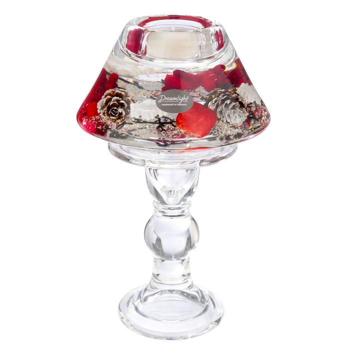 Dreamlight, Suport lumanare tip tealight, Lampa Memphis, „Winter Berries”, Roz, Sticla, rosu, PU 2, H 20 cm, A. 12 cm [3]