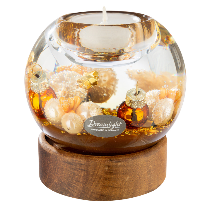 Dreamlight, Suport lumanare tip tealight, Mercur pe baza de lemn, „Cozy Night”, Lemn, maro, PU 4, H 9 cm, A. 9 cm [4]
