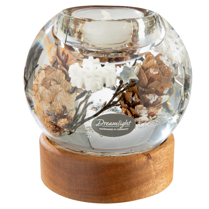 Dreamlight, Suport lumanare tip tealight, Mercur pe baza de lemn, „Poveste de iarna”, Lemn, maro, PU 4, H 9 cm, A. 9 cm [4]