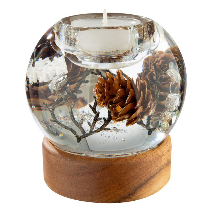 Dreamlight, Suport lumanare tip tealight, Mercur pe baza de lemn, „Poveste de iarna”, Lemn, maro, PU 4, H 9 cm, A. 9 cm [3]