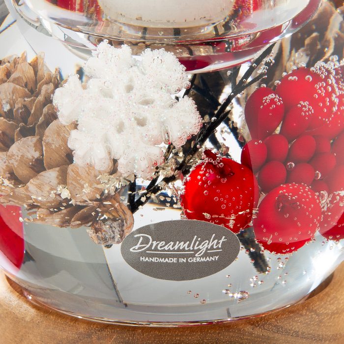 Dreamlight, Suport lumanare tip tealight, Mercur pe baza de lemn, „Winter Berries”, Lemn, maro, rosu, PU 4, H 9 cm, A. 9 cm [2]