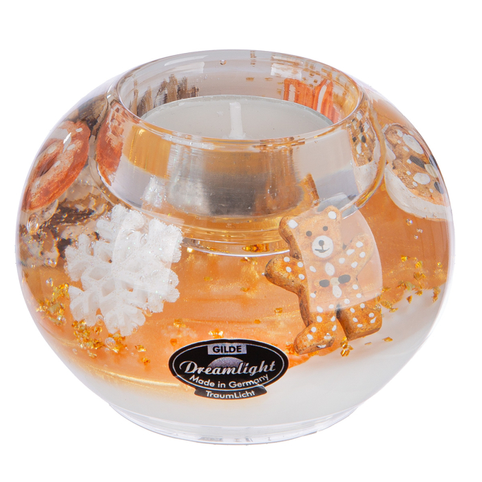 Dreamlight, Suport lumanare tip tealight, Mercur Smart, „Turta dulce”, Sticla, maro, auriu, PU 6, H 6 cm, A. 8 cm [3]