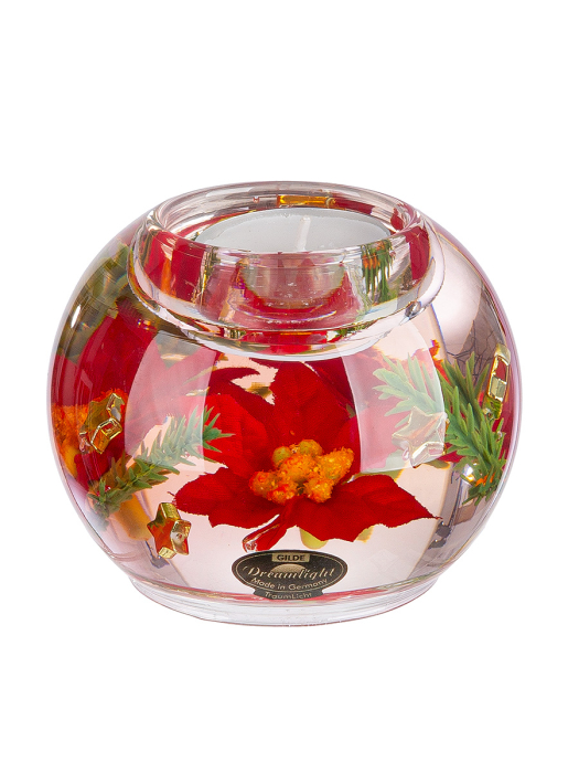 Dreamlight, Suport lumanare tip tealight, Mercury, „Floare de Craciun”, Sticla, rosu, PU 6, H 7 cm, A. 9 cm [2]