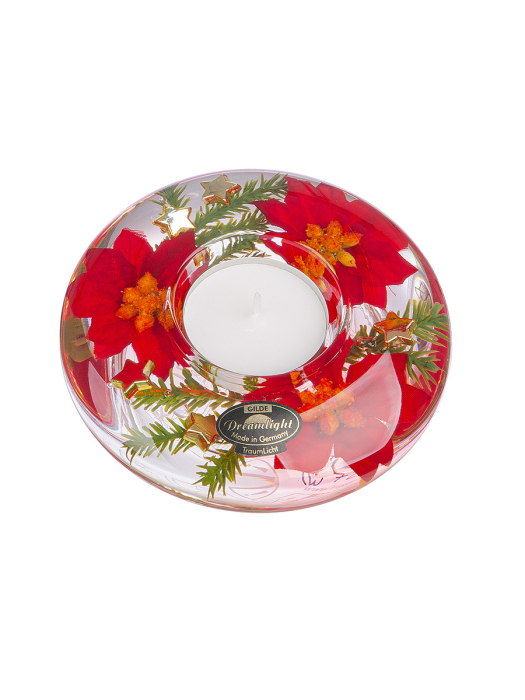 Dreamlight, Suport lumanare tip tealight, Ufo Mini, „Floare de Craciun”, Sticla, rosu, PU 6, H 4 cm, A. 10,5 cm [3]