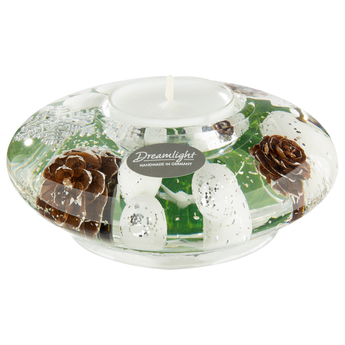 Dreamlight, Suport lumanare tip tealight, Ufo Mini, „Winter Time”, Sticla, verde, alb, PU 6, H 4 cm, A. 10,5 cm [3]