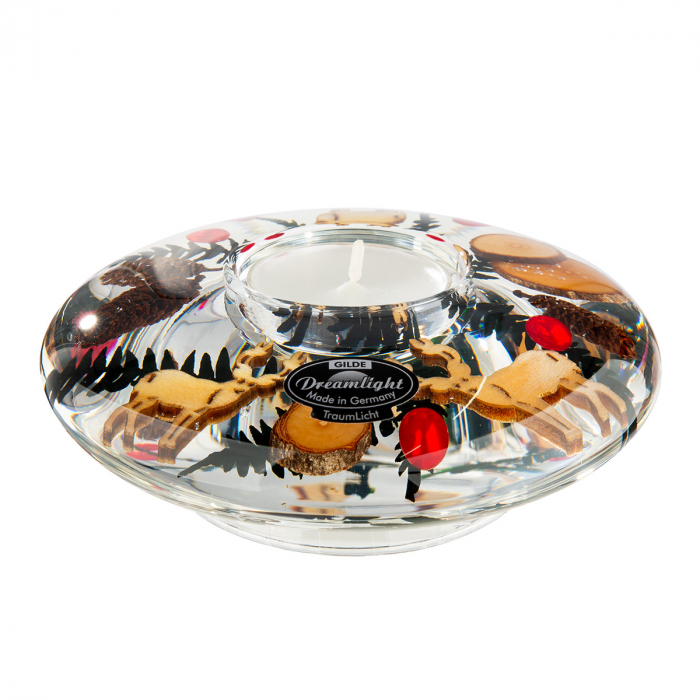 Dreamlight, Suport lumanare, Ufo Classic, Dragoste de casă, motiv Dreamcatcher, Sticlă, maro, PU 4, H. 5 cm, D. 14 cm [2]