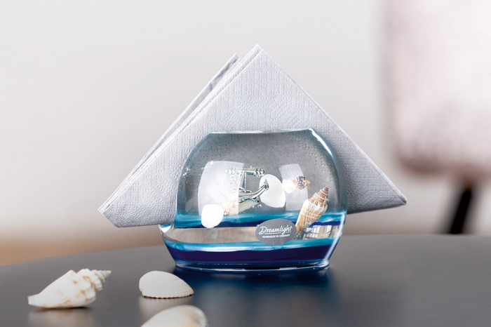 Dreamlight, Suport șervețel, Tivoli, Ocean, Motiv scoici, Sticlă, albastru, PU 4, H. 7 cm, D. 10 cm [4]