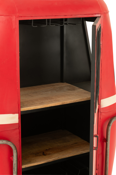 Dulap bar, metal/lemn de mango, rosu/alb [6]